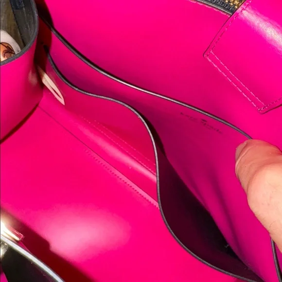 Kate Spade Bag Black Pink Leather Colorblock Tote Satchel - Picture 14 of 17